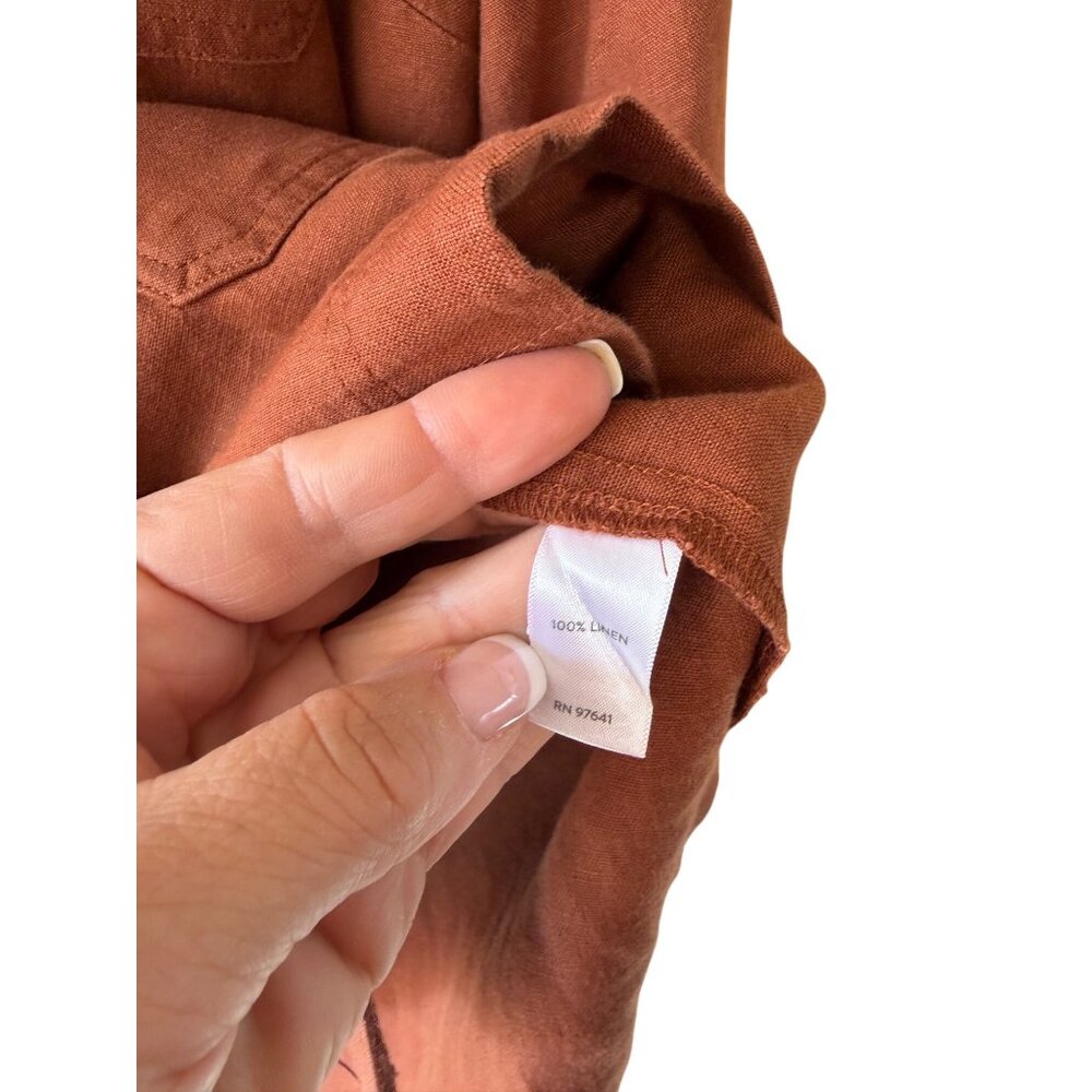 J. Jill Love Womens Size Medium Rust Brown Linen Light Jacket /Shacket Casual - Picture 4 of 7